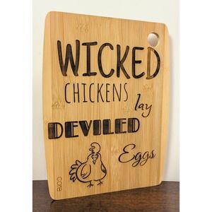 Core Bamboo Cutting Board Wicked Chickens Lay Deviled Eggs Farmhouse Kitchen Dec